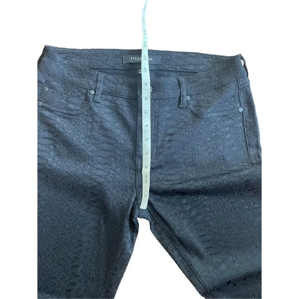 Liverpool Jean Company black jacquard pants with geometric textured patterns all
